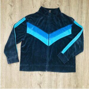 VTG Southern Expressions Blue Velour Stripe Track Jacket - XL.